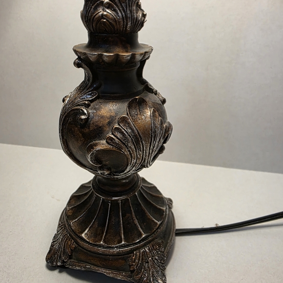 Elegant Black and Gold Table Lamp with Beaded Trim - Picture 2 of 4